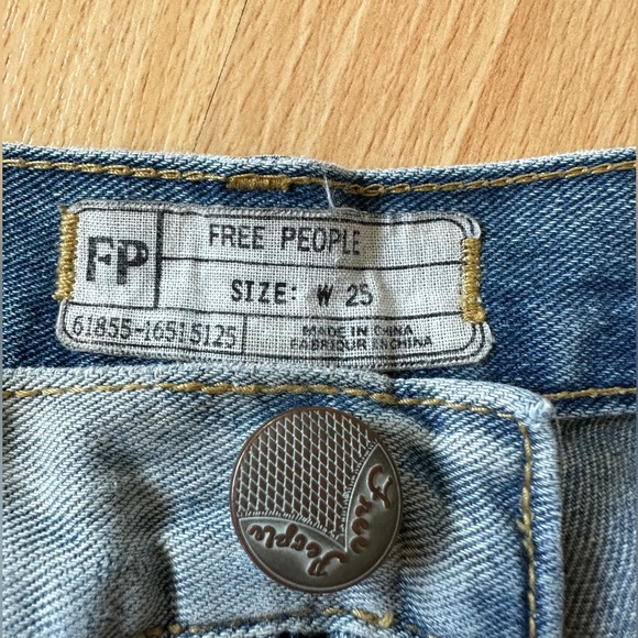 Free People Lace Trim Jean Shorts - Picture 2 of 4